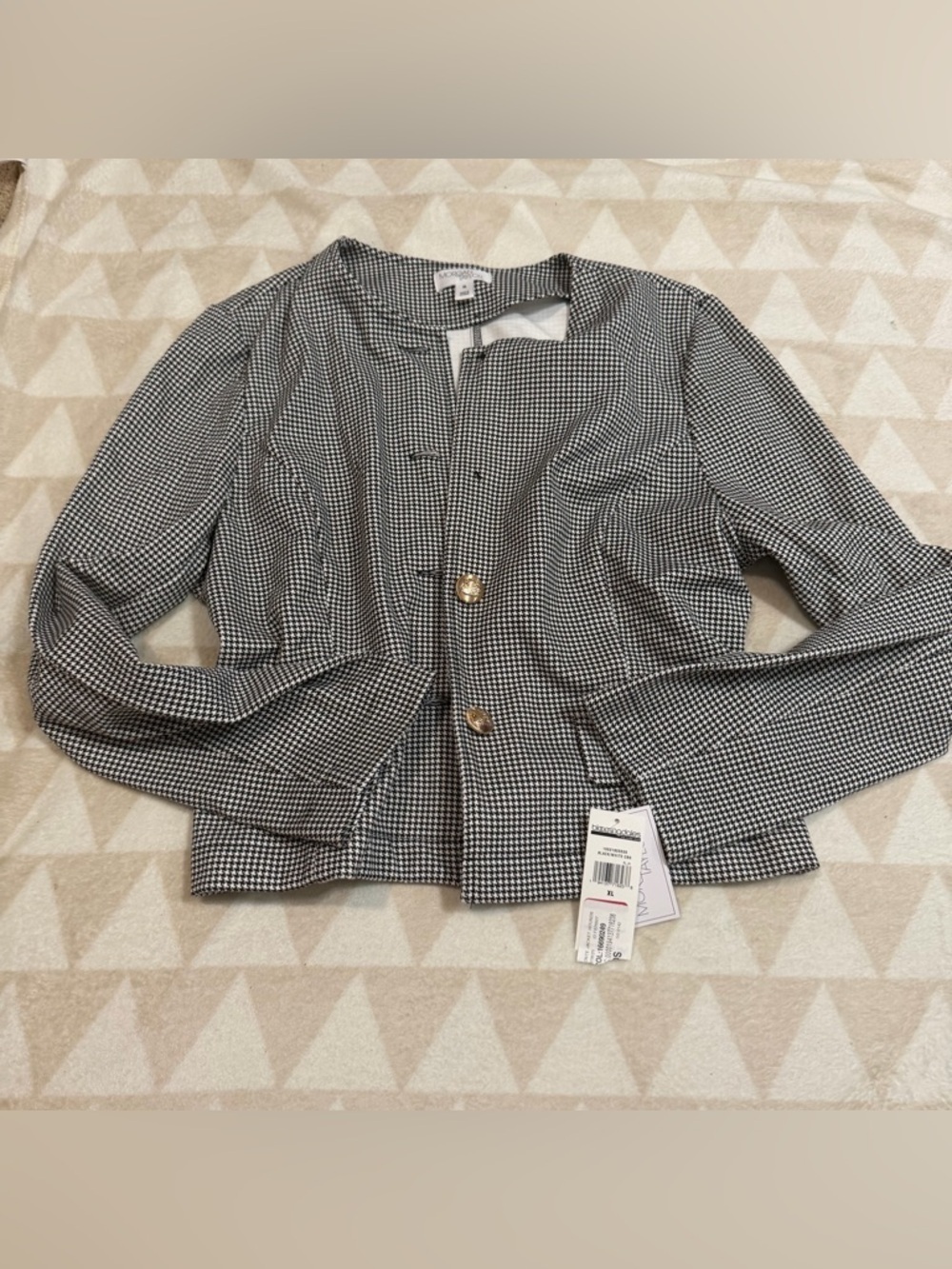 Morgan Taylor Macys houndstooth black white jacket